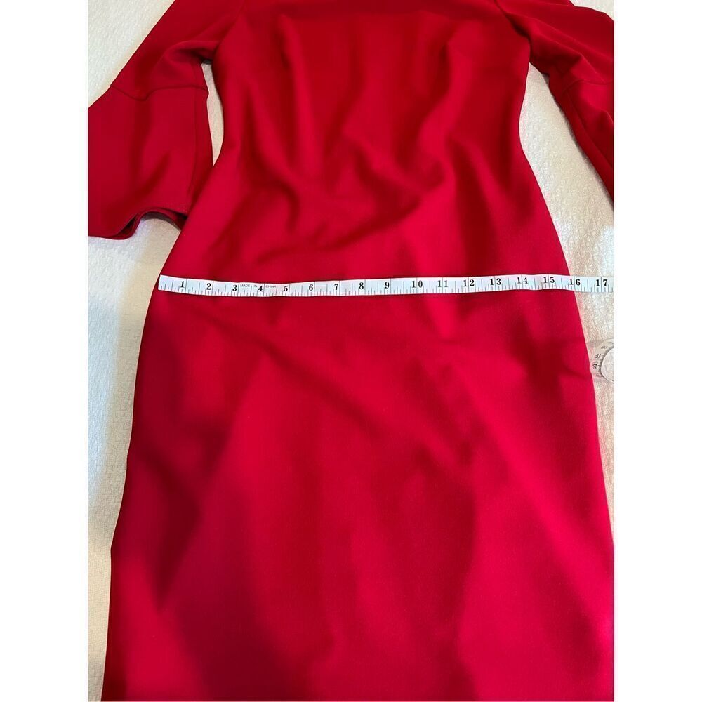 Calvin Klein sheath dress with red bell ruffle sleeves size 6 - Picture 5 of 12
